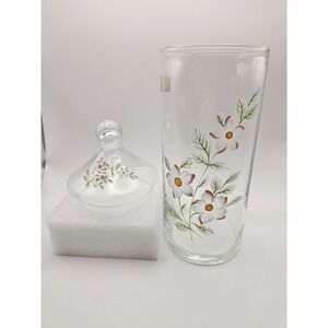 Crystal Clear Industries Handcrafted Crystal Floral Jar with Lid Made in Turkey